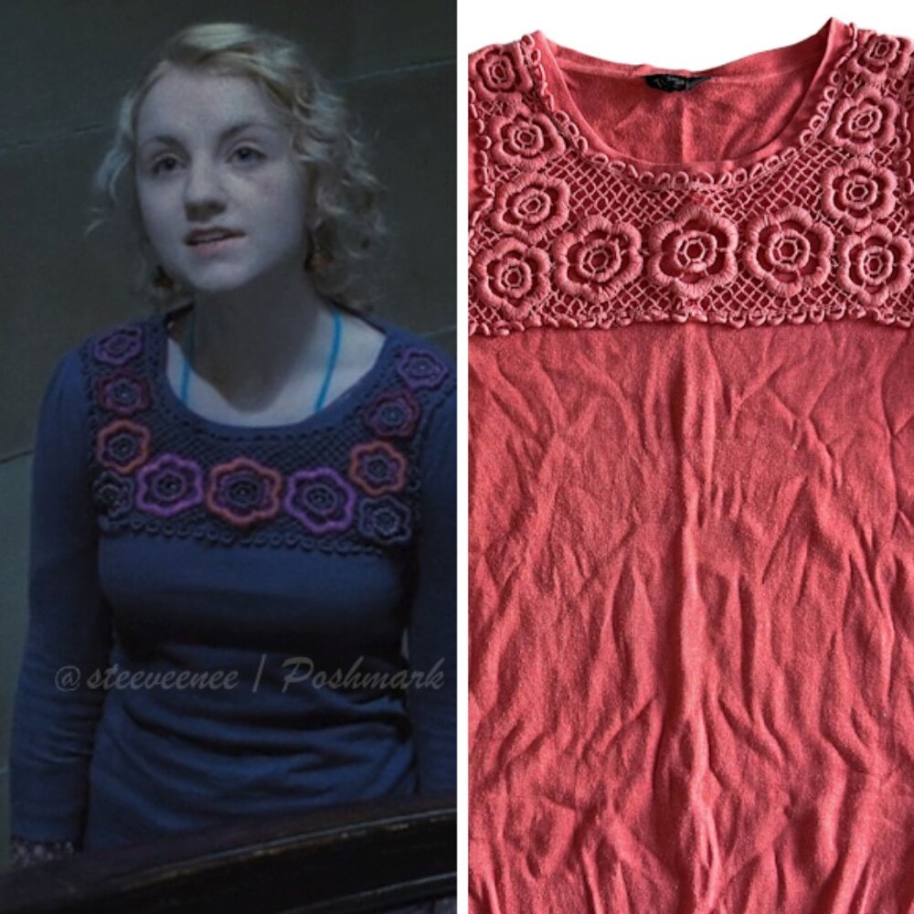 RARE Topshop Crochet 3/4 Sleeve Top ALT ASO Luna Lovegood